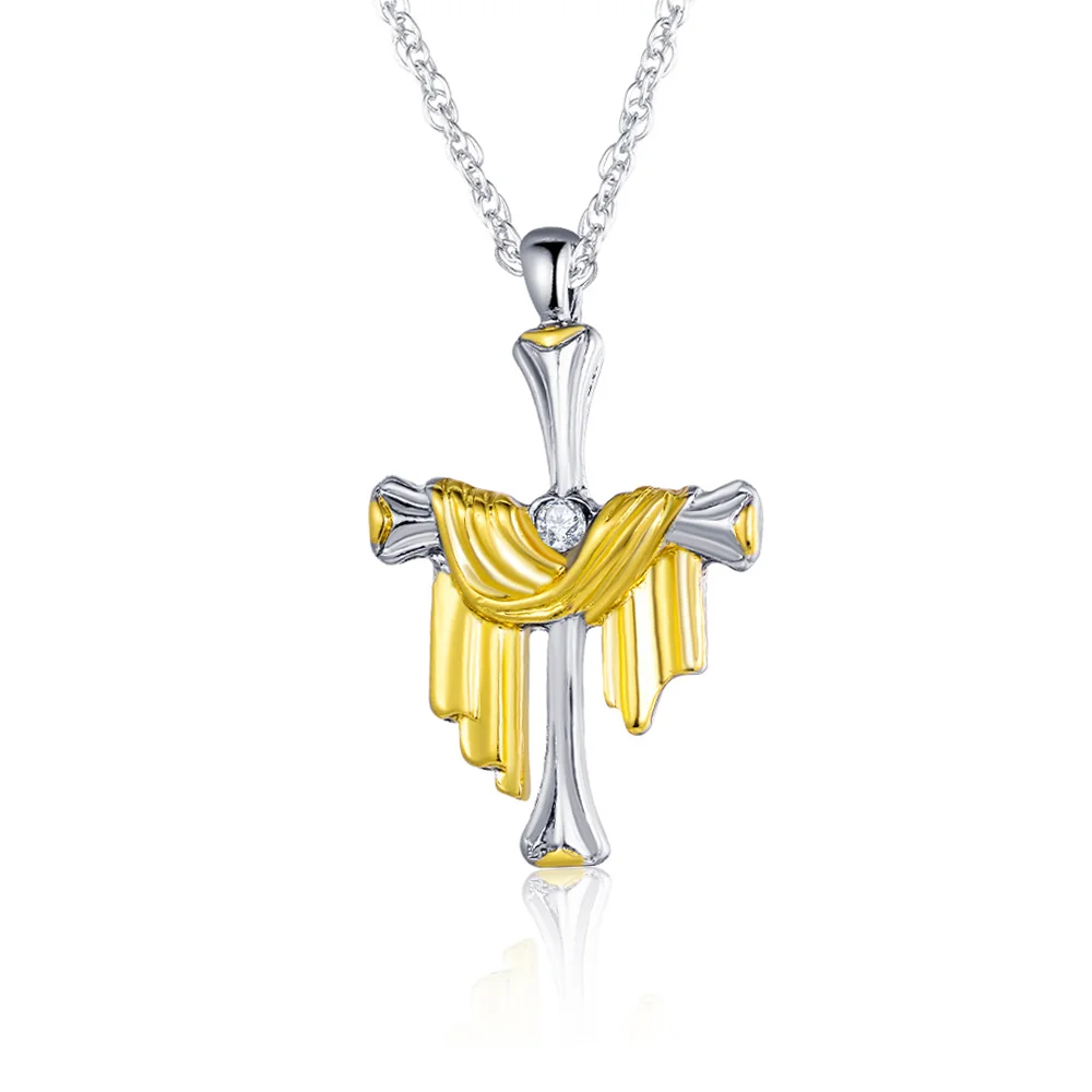 

Христианский крест Иисуса цепочка с подвеской из сплава ювелирные изделия из кристаллов; Цвет золотистый, серебристый длинные цепочки стра...