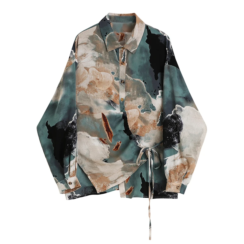 Oil Painting Print Loose Shirt Women's Design Split Drawstring Spring Autumn Hong Kong Style Retro All-match Long-sleeved Blouse
Oil Painting Print Loose Shirt Women's Design Split Drawstring Spring Autumn Hong Kong Style Retro All-match Long-sleeved Blouse