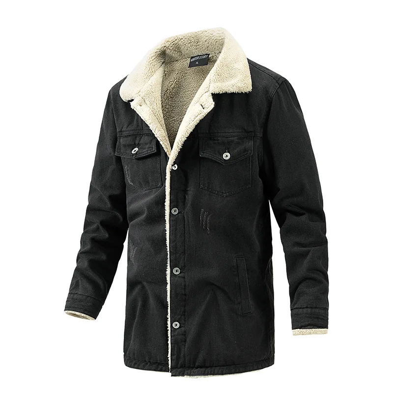 Men's winter mid-length denim jacket fleece casual solid color single-breasted plus fleece warm coat loose thick male denim coat
Men's winter mid-length denim jacket fleece casual solid color single-breasted plus fleece warm coat loose thick male denim coat