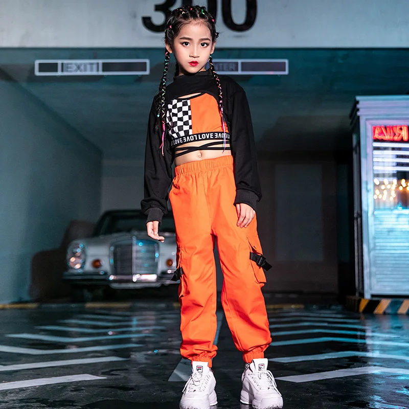 Hip Hop Costumes Girls Street Dance Clothes Orange Pants Kids Modern Stage Performance Wear Children Cheerleading dance Outfit 
Hip Hop Costumes Girls Street Dance Clothes Orange Pants Kids Modern Stage Performance Wear Children Cheerleading dance Outfit