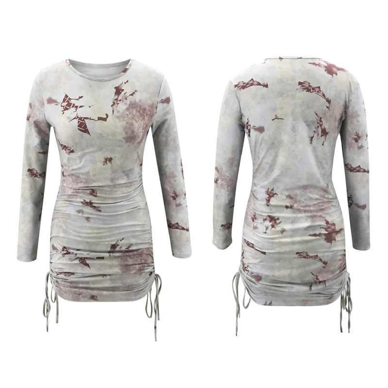 Women Flower Print Mini Party Dress Shrinkage Drawstring Design O-Neck Long Sleeve High Waist Slim Hips Pullovers Pencil Dresses
Women Flower Print Mini Party Dress Shrinkage Drawstring Design O-Neck Long Sleeve High Waist Slim Hips Pullovers Pencil Dresses