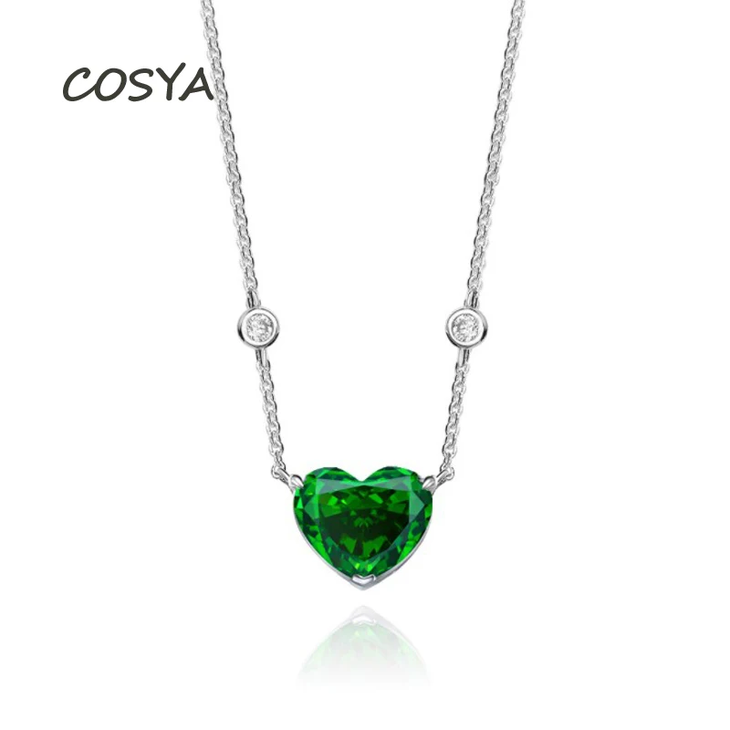 COSYA 100% 925 Sterling Silver 10*12mm Green Heart High Carbon Diamond 43cm Pendant Necklace For Women Party Fine Jewelry Gift
COSYA 100% 925 Sterling Silver 10*12mm Green Heart High Carbon Diamond 43cm Pendant Necklace For Women Party Fine Jewelry Gift