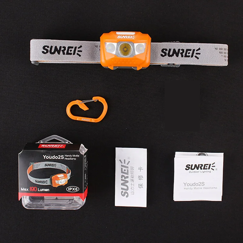 Sunrei Youdo2S Double Light Source CREE XPG2 Waterproof IPX6 Adjustable Sweet-absorbing Band Outdoor Head Light And A Carabiner 
Sunrei Youdo2S Double Light Source CREE XPG2 Waterproof IPX6 Adjustable Sweet-absorbing Band Outdoor Head Light And A Carabiner
