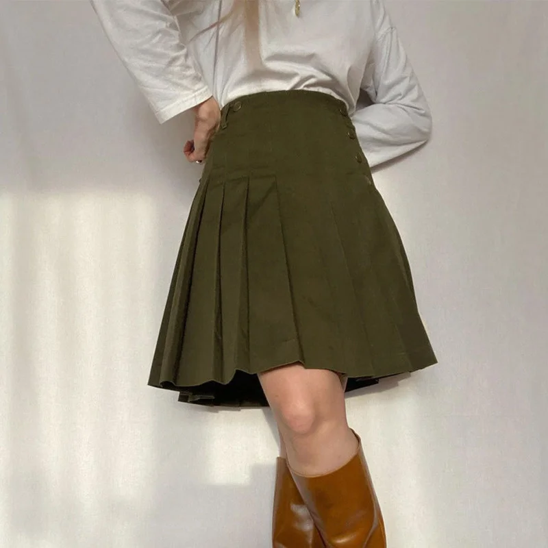 Pleated Vintage Women Skirt High Waist Fashion Sexy Slim Casual Somple All-match Elegant Short lady Single-Breasted Skirts
Pleated Vintage Women Skirt High Waist Fashion Sexy Slim Casual Somple All-match Elegant Short lady Single-Breasted Skirts
