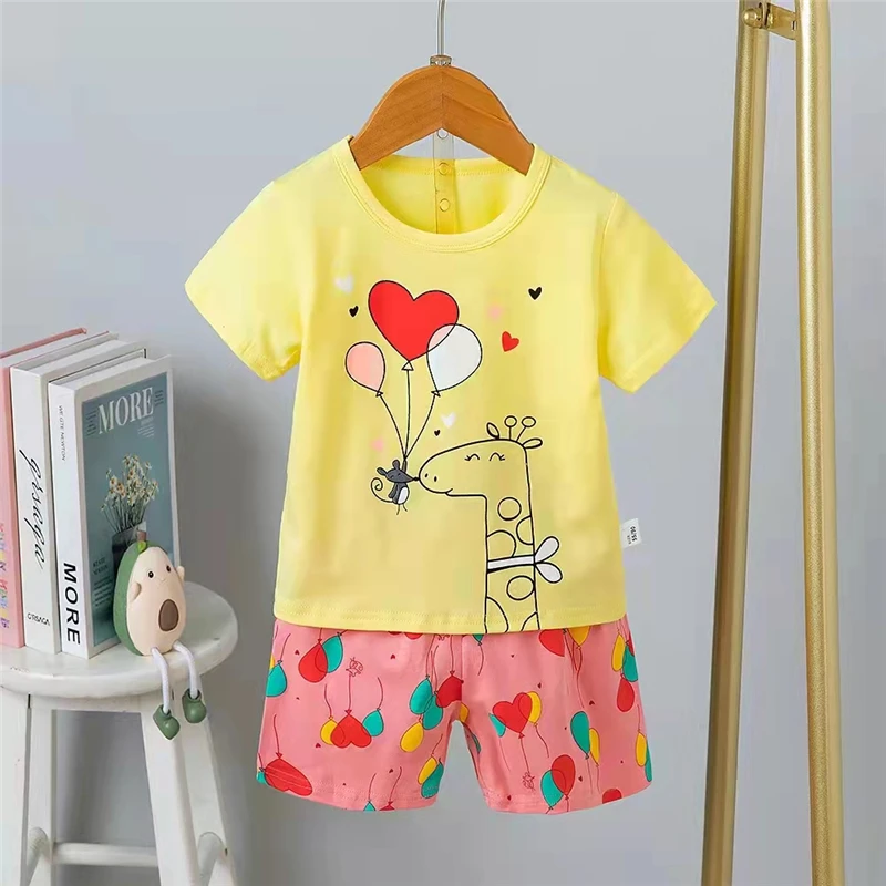 Baby Pajama Set for Girl Boy Fashion Cartoon Print Short Sleeve T-shirts + Shorts 2Pcs Home Suit Summer New Cotton Kids Clothes
Baby Pajama Set for Girl Boy Fashion Cartoon Print Short Sleeve T-shirts + Shorts 2Pcs Home Suit Summer New Cotton Kids Clothes