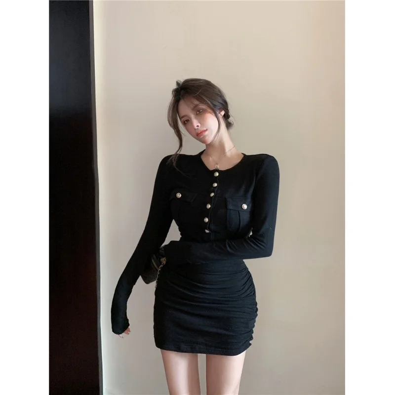CMAZ Dress For WomenEarly Autumn Temperament Leisure Gold Buckle Knitted Slim Fit Waist-Controlled Slimming Long-Sleeved Dress
CMAZ Dress For WomenEarly Autumn Temperament Leisure Gold Buckle Knitted Slim Fit Waist-Controlled Slimming Long-Sleeved Dress