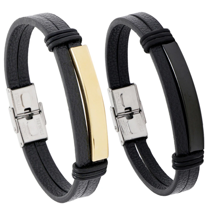 Fashion Men's Leather Bracelet Simple Male's Black Bracelets Personalized Engraving Customize Pulsera Masculina For Men
Fashion Men's Leather Bracelet Simple Male's Black Bracelets Personalized Engraving Customize Pulsera Masculina For Men