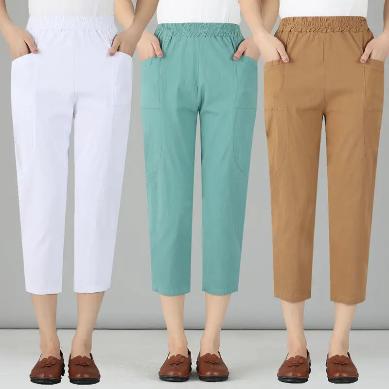 Middle Aged Women's Cotton Linen Pants 2022 Summer Thin Capris Loose High Waist Harem Pants Fashion Casual Mom Pants
Middle Aged Women's Cotton Linen Pants 2022 Summer Thin Capris Loose High Waist Harem Pants Fashion Casual Mom Pants