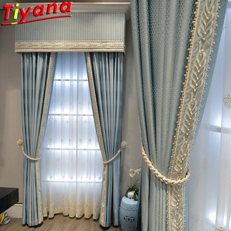 Luxury Blue Curtains for Living Room Modern Geometric Pattern Semi-Shading Solid Color Curtain Cloth for Bedroom #VT
Luxury Blue Curtains for Living Room Modern Geometric Pattern Semi-Shading Solid Color Curtain Cloth for Bedroom #VT