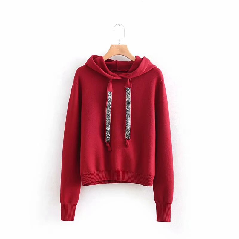 Women Faux Diamonds Beading Hooded Knitted Sweater Long Sleeve Stretchy 4 Colors Pullovers Female Casual Chic Tops
Women Faux Diamonds Beading Hooded Knitted Sweater Long Sleeve Stretchy 4 Colors Pullovers Female Casual Chic Tops