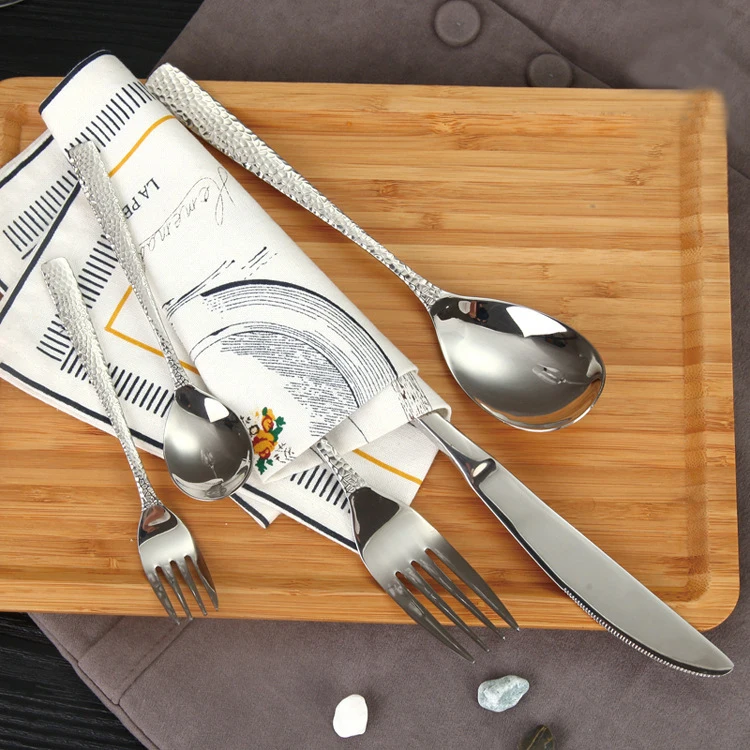 Classic Design Mirror Polished Stainless Steel Hammered Flatware Sets Include Knife Spoon Fork
Classic Design Mirror Polished Stainless Steel Hammered Flatware Sets Include Knife Spoon Fork
