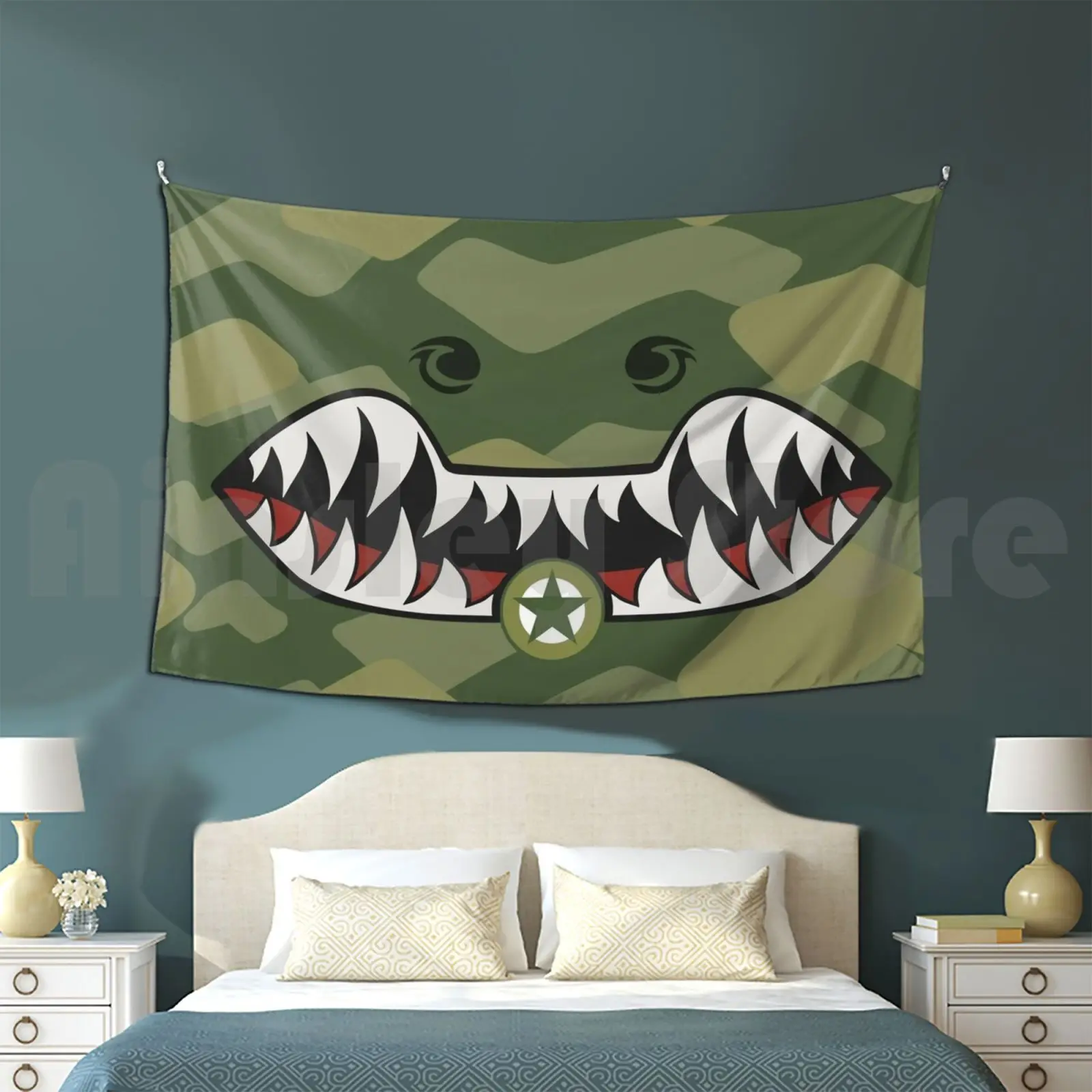 

Shark Fighter Customized Tapestry Shark Teeth Fighter Pilot Plane Military A10 Warthog A10 Thunderbolt