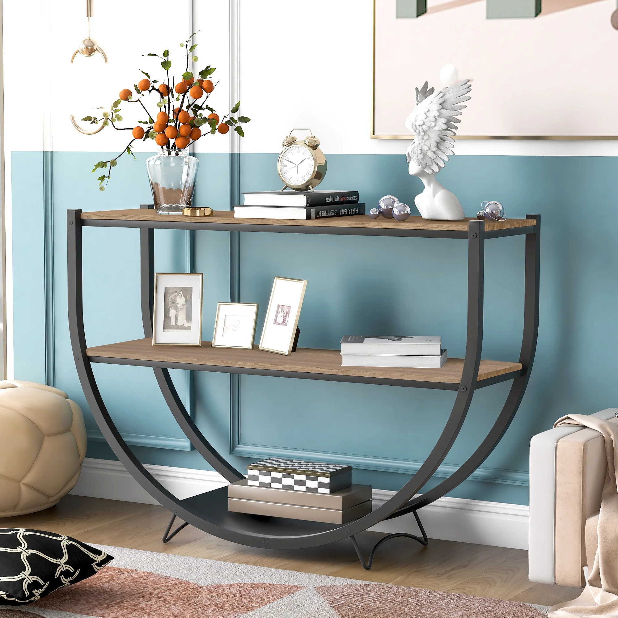 Rustic Industrial Design Shape Textured Metal Distressed Wood Console Table End Table Side Table (Brown) US Warehouse
Rustic Industrial Design Shape Textured Metal Distressed Wood Console Table End Table Side Table (Brown) US Warehouse