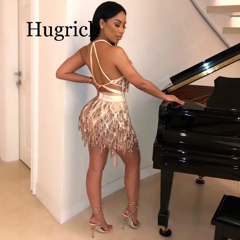 2020 Summer Sequin Backless Bandage Dress Women Sexy Night club Party Mini Dress Bodycon Black V Neck Dresses Vestidos
2020 Summer Sequin Backless Bandage Dress Women Sexy Night club Party Mini Dress Bodycon Black V Neck Dresses Vestidos