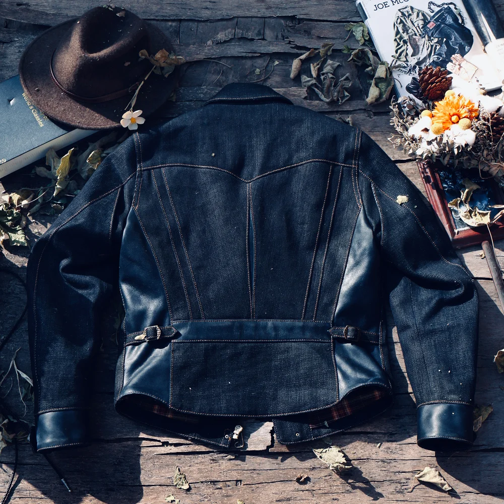 Description! CDJ-98 Read Asian Size Super Top Quality Genuine Italian Leather & 22oz Raw Denim Slim Classic Stylish Jacket
Description! CDJ-98 Read Asian Size Super Top Quality Genuine Italian Leather & 22oz Raw Denim Slim Classic Stylish Jacket