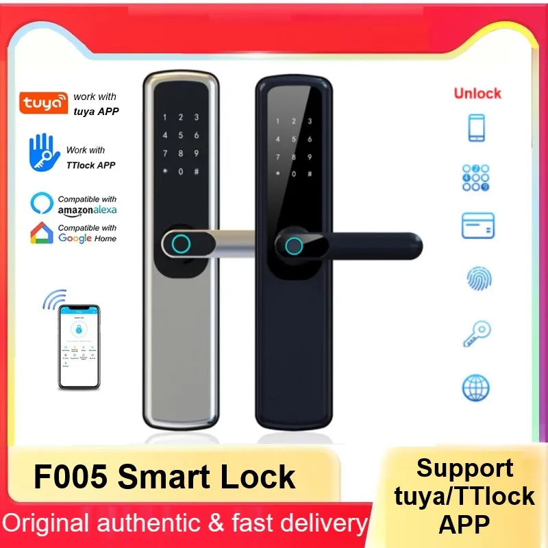 

TTlock Electronic Door Lock With Tuya APP Remotely / Biometric Fingerprint /Smart Card / Password /Key Unlock For Home Apartment