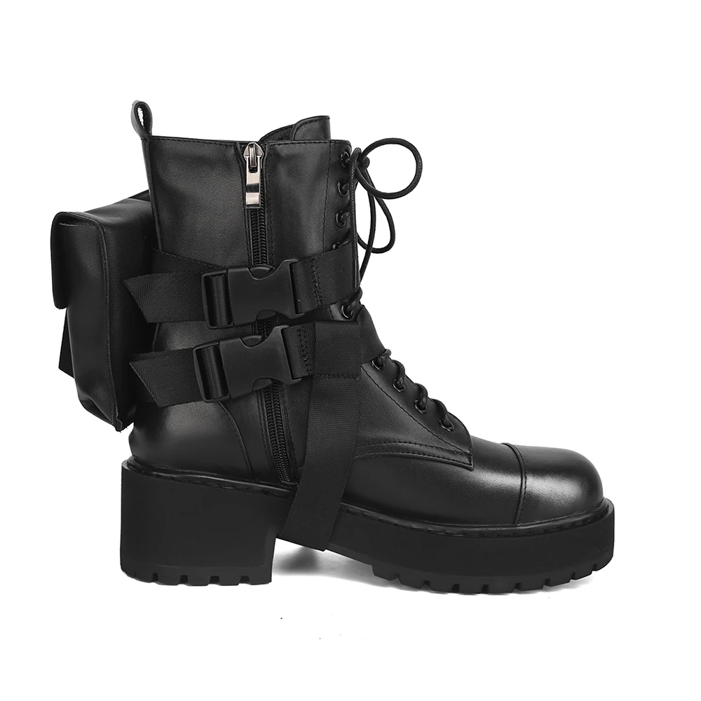 HARAVAL Women Punk Boots Thick Bottom Platform Black Ankle Boots Flat Fashion Sexy Y2K Women Shoes Zipper Lace Up With Bag E16L
HARAVAL Women Punk Boots Thick Bottom Platform Black Ankle Boots Flat Fashion Sexy Y2K Women Shoes Zipper Lace Up With Bag E16L
