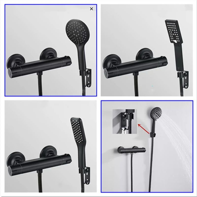 Thermostatic Shower Set Black/Chrome Brass Wall Mounted Bathroom Thermostatic Shower Mixer Valve Spray-head Bathroom Accessories
Thermostatic Shower Set Black/Chrome Brass Wall Mounted Bathroom Thermostatic Shower Mixer Valve Spray-head Bathroom Accessories