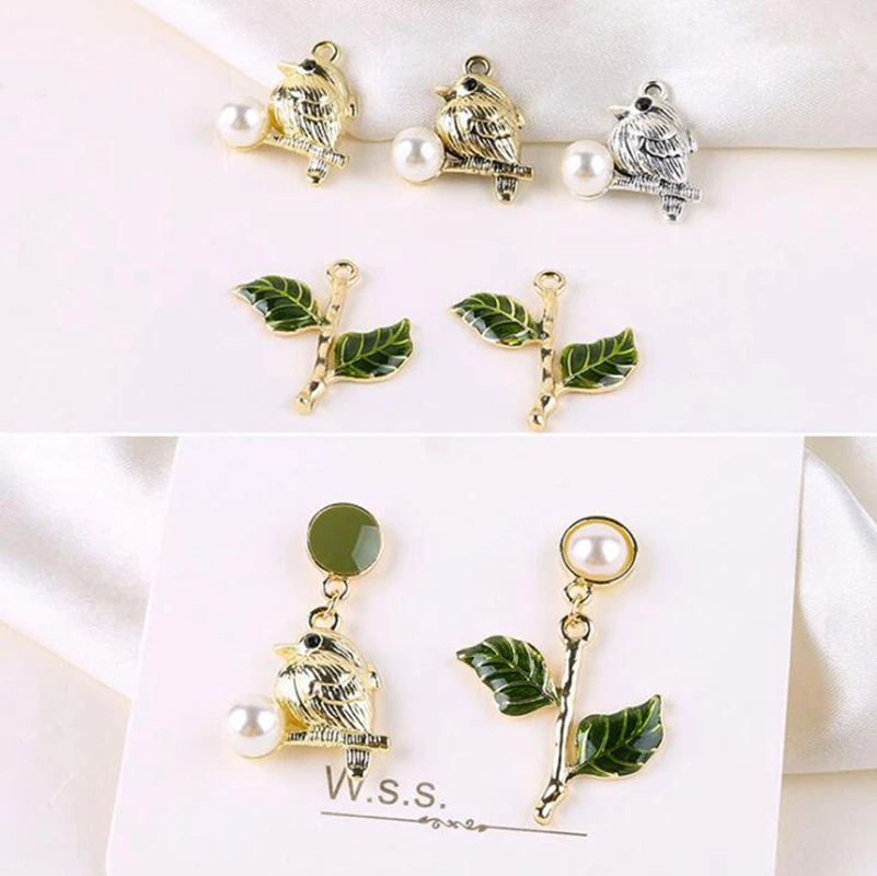 10pcs/lot Zinc Alloy Pearl Bird Green Leaves Charms Pendant For DIY Handmade Jewelry Earring Earring Material Accessories
10pcs/lot Zinc Alloy Pearl Bird Green Leaves Charms Pendant For DIY Handmade Jewelry Earring Earring Material Accessories