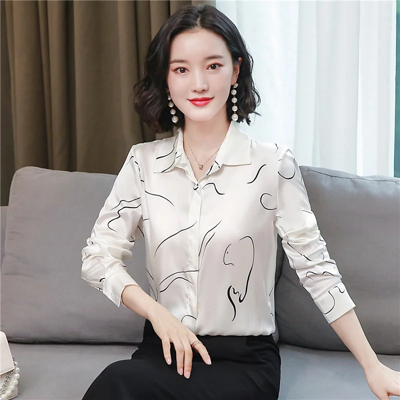 2021 New Button Up Satin Silk Shirt Vintage Blouse Printed Long-Sleeved Shirt Female Loose Shirts Women's Tops
2021 New Button Up Satin Silk Shirt Vintage Blouse Printed Long-Sleeved Shirt Female Loose Shirts Women's Tops
