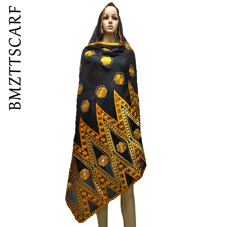 100% Cotton African Women Scarf Big Size Headscarf for Muslim Pray Shawls Embroidery Scarfs BM973 | Тематическая одежда и