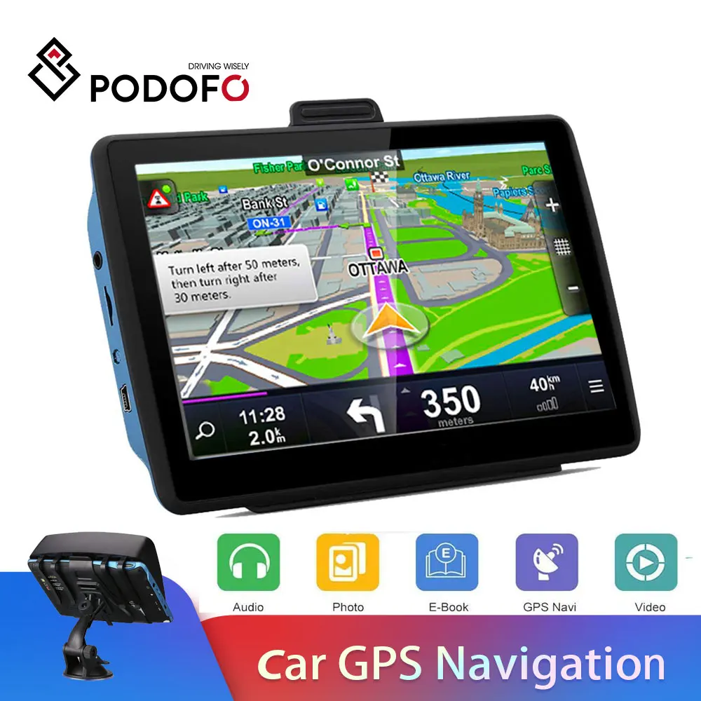 Podofo 7 "HD 8G 256MB емкостный Автомобильный GPS навигатор FM MP3 радио MP4 последняя карта