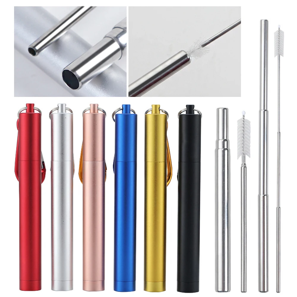 Reusable 304 Stainless Steel Straws with Metal Case Portable Telescopic Drinking Straws and Cleaning Brush with Keychain
Reusable 304 Stainless Steel Straws with Metal Case Portable Telescopic Drinking Straws and Cleaning Brush with Keychain