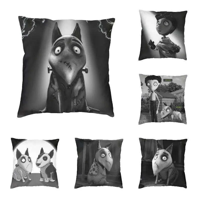 

Nordic Frankenweenie Sparkly Dog Cushion Cover Polyester Tim Burton Horror Movie Throw Pillow Case for Living Room Pillowcase