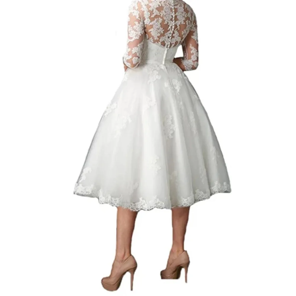 Short Wedding Dresses 2021 Tea Length Bride Dress V-Neck Half Sleeves Vestido De Novia ALline Elegant Bridal Gowns
Short Wedding Dresses 2021 Tea Length Bride Dress V-Neck Half Sleeves Vestido De Novia ALline Elegant Bridal Gowns