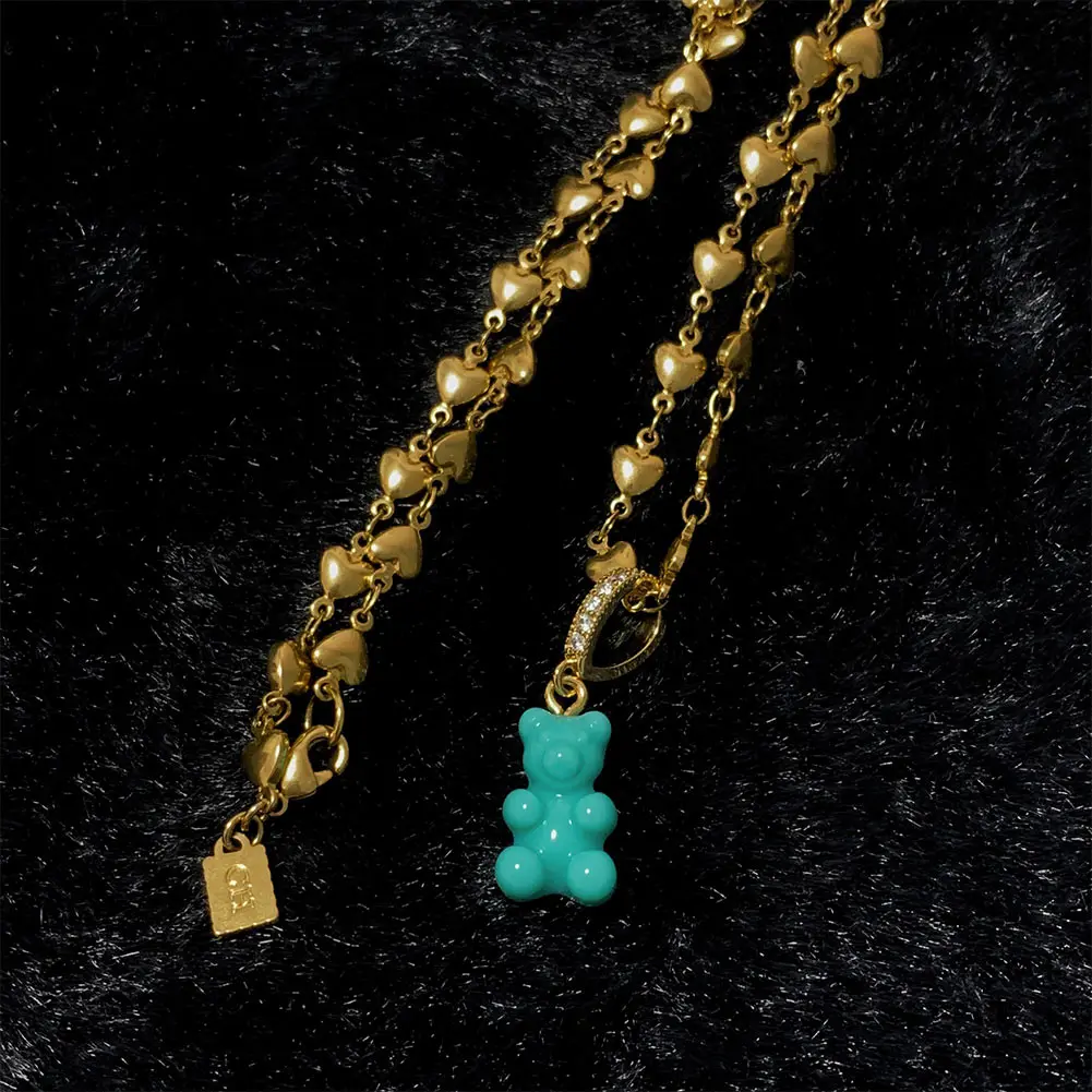 Korean Cute Bear Gummy Zircon Pendant Heart Chain Necklaces For Women Sweet Candy Color Bear Choker Necklace Fashion New Jewelry
Korean Cute Bear Gummy Zircon Pendant Heart Chain Necklaces For Women Sweet Candy Color Bear Choker Necklace Fashion New Jewelry