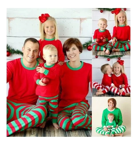 

Striped Christmas Family Matching Pajamas Sets Xmas Pj's Mother Daughter Father Son Sleepwear Daddy Mommy and Me Pyjamas Clothes