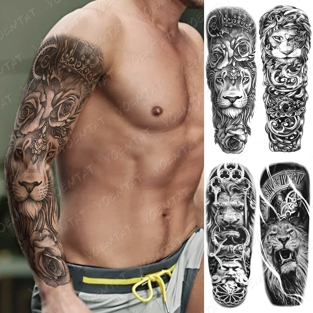 Waterproof Temporary Large Arm Sleeve Tattoo Stickers Lion Tiger Crown Clock Rose Flash Tattoos Male Body Art Fake Tatto Women
Waterproof Temporary Large Arm Sleeve Tattoo Stickers Lion Tiger Crown Clock Rose Flash Tattoos Male Body Art Fake Tatto Women