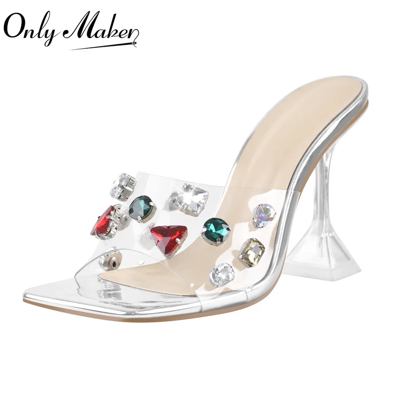 Onlymaker Summer Women Elegant Strange Style High Heels Transparent PVC with Colorful Crystal Decoration Fashion Party Sandals
Onlymaker Summer Women Elegant Strange Style High Heels Transparent PVC with Colorful Crystal Decoration Fashion Party Sandals