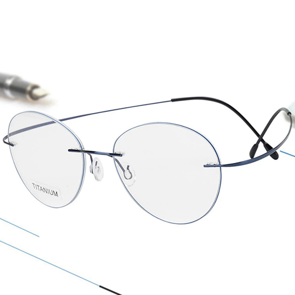 

Oval Ultralight Titanium Alloy Rimless Frame Custom Made Myopia Glasses -1 to -6 Reading Glasses +1 to +4 Photochromic Lenses