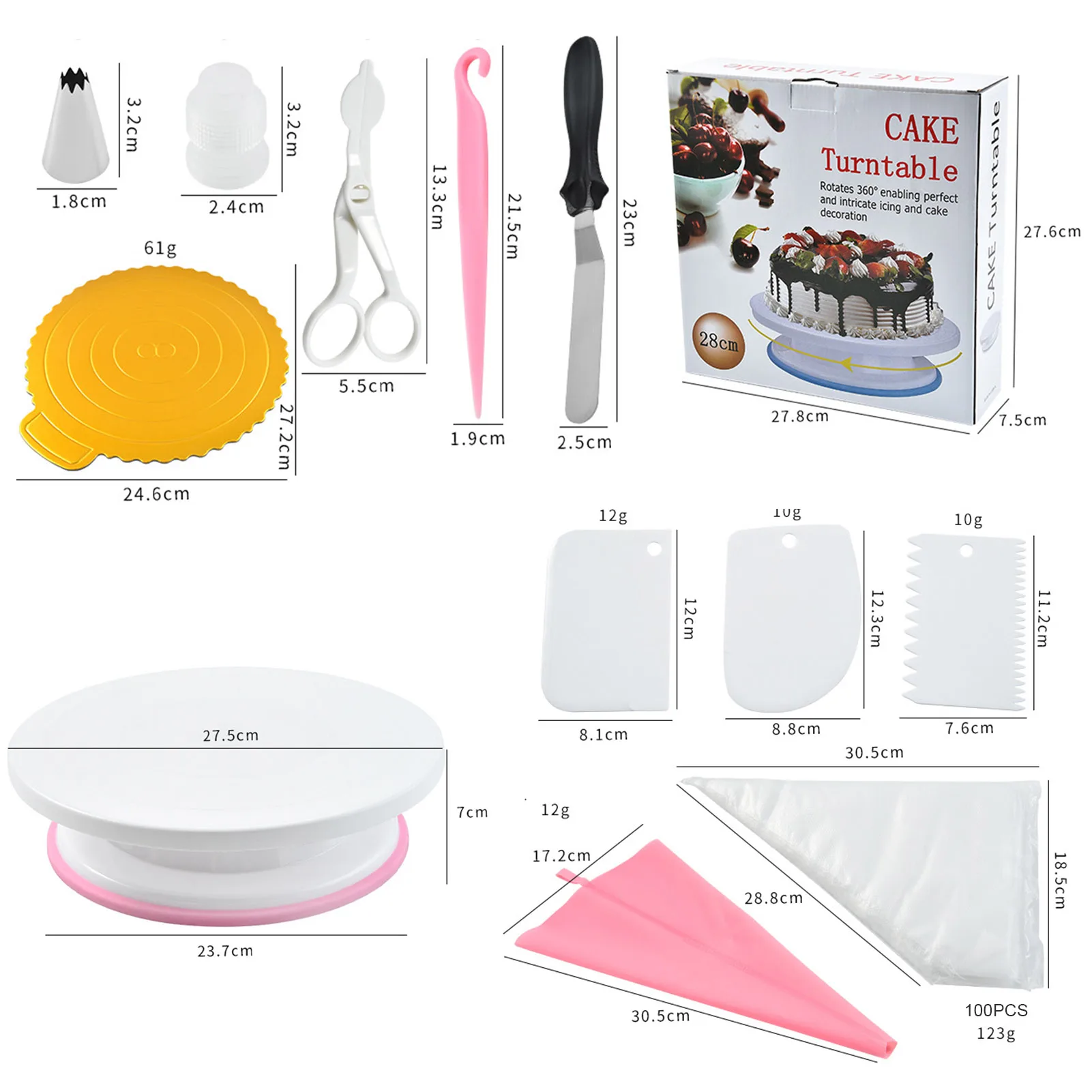 New Cake Stand Turntable Rotating Base Cake Plastic Dough Knife Decorating Cream Cakes Stand Set Cake Rotary Turntable Tool
New Cake Stand Turntable Rotating Base Cake Plastic Dough Knife Decorating Cream Cakes Stand Set Cake Rotary Turntable Tool