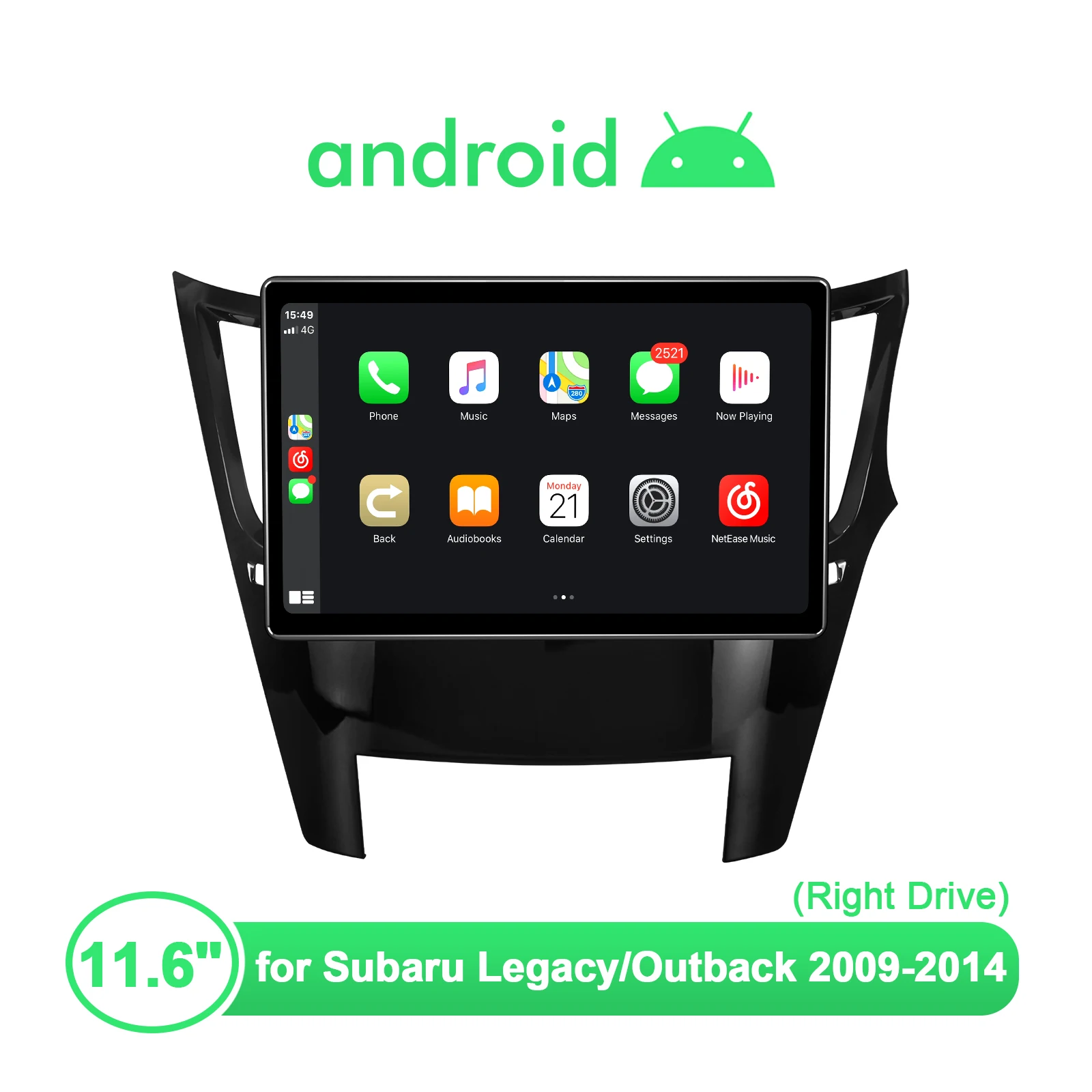 Car Radio Multimedia Player 11.6" Big Touch Screen Android10 For Head Unit Subaru Legacy Outback 2009-2014 WiFi 4G Plug And Play
Car Radio Multimedia Player 11.6" Big Touch Screen Android10 For Head Unit Subaru Legacy Outback 2009-2014 WiFi 4G Plug And Play