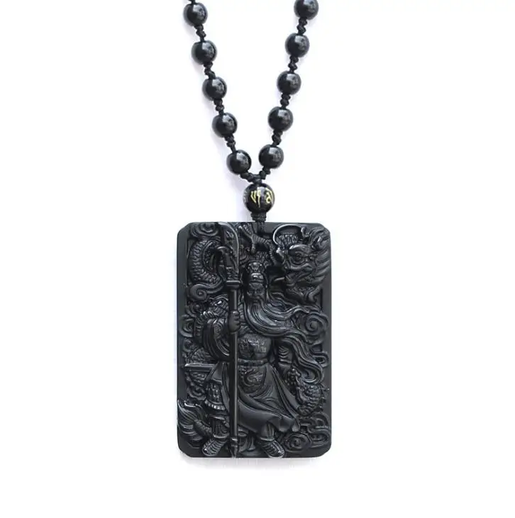 Natural Stone Obsidian Carving Guan Yu Necklace Pendant God of wealth Pendant Necklace Obsidian Lucky Pendants Man Jewelry
Natural Stone Obsidian Carving Guan Yu Necklace Pendant God of wealth Pendant Necklace Obsidian Lucky Pendants Man Jewelry