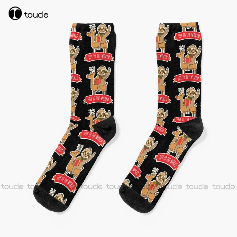 

Sloth Joy Christmas Xmas Socks Mens Socks Size Personalized Custom Unisex Adult Teen Youth Socks 360° Digital Print Funny Sock