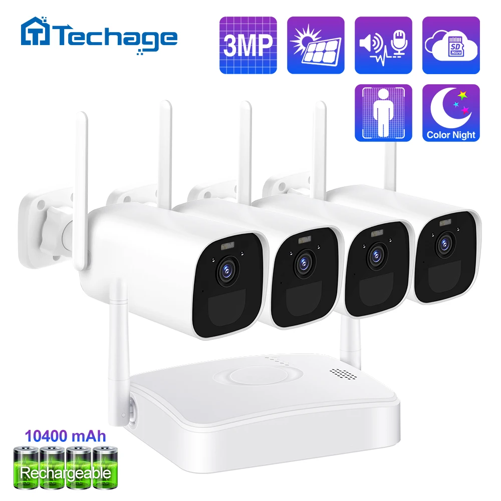 Techage 3MP Battery Camera CCTV Kit 4CH Mini NVR Wireless Security Camera Outdoor Smart Human Detecte Video Surveillance System
Techage 3MP Battery Camera CCTV Kit 4CH Mini NVR Wireless Security Camera Outdoor Smart Human Detecte Video Surveillance System
