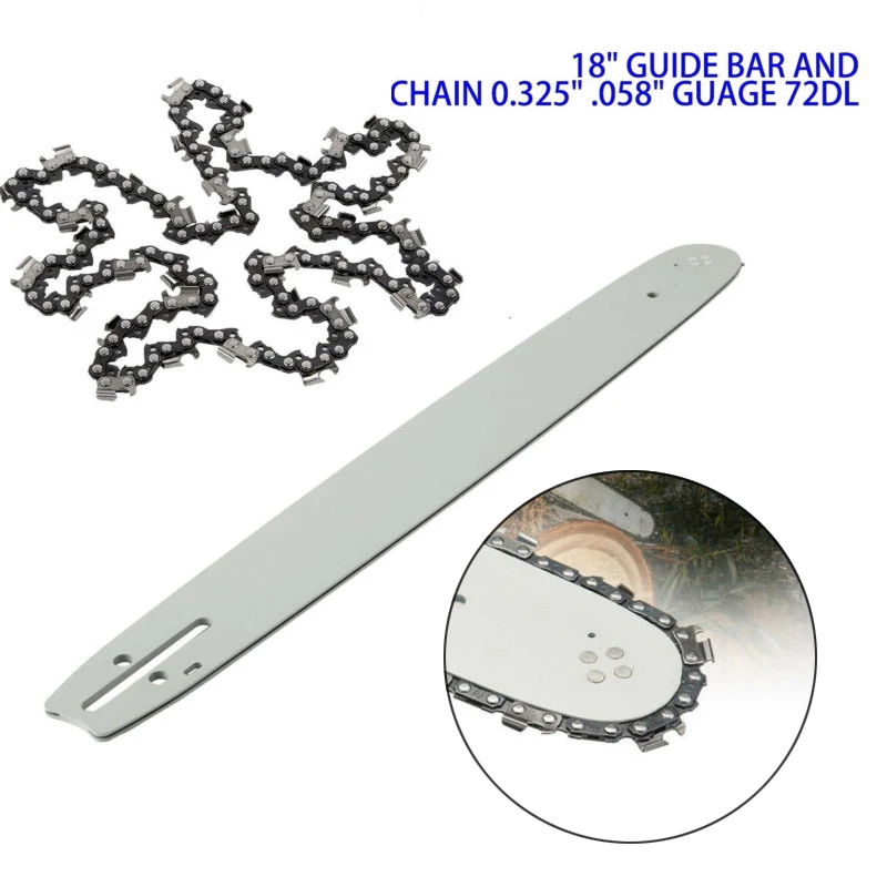 18" Guide Bar+Chain 0.325" .058" Guage 72DL For 62CC 58CC 52CC Chainsaw Chain Perimeter: 46.8" Garden Tool Parts
18" Guide Bar+Chain 0.325" .058" Guage 72DL For 62CC 58CC 52CC Chainsaw Chain Perimeter: 46.8" Garden Tool Parts