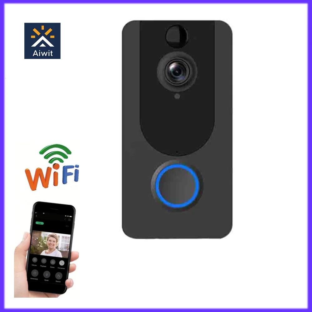 Умный дверной звонок с камерой V7 1080P Wi-Fi IP ночным видением датчиком движения |