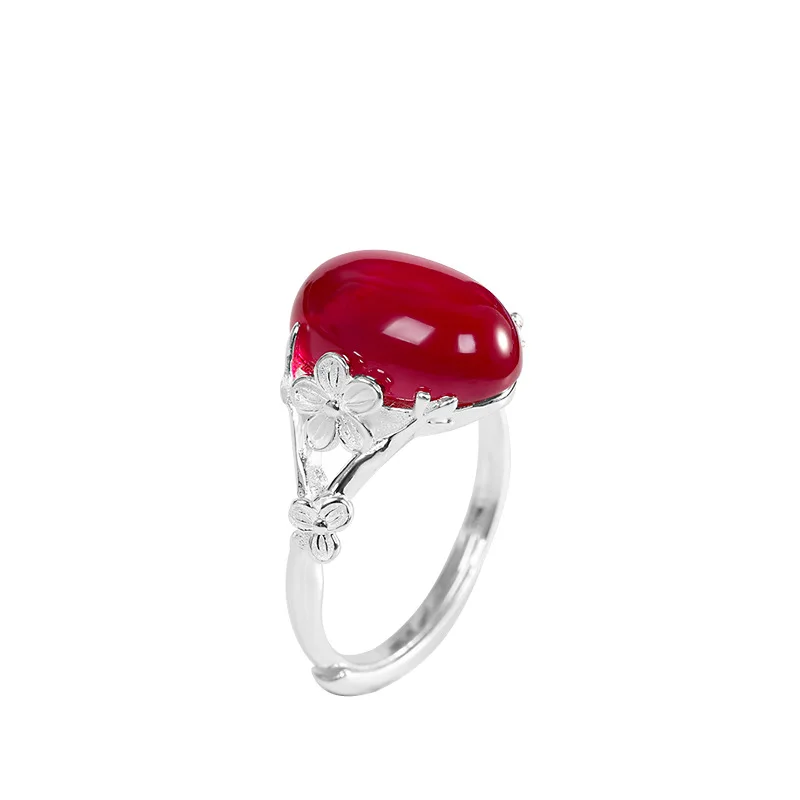 National standard s925 silver inlaid red corundum flower open ring fashion retro women's
National standard s925 silver inlaid red corundum flower open ring fashion retro women's