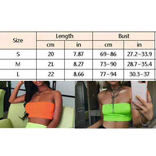 Sexy Womens Pure Color Boob Tube Strapless Bandeau Stretchy Bra Crop Top