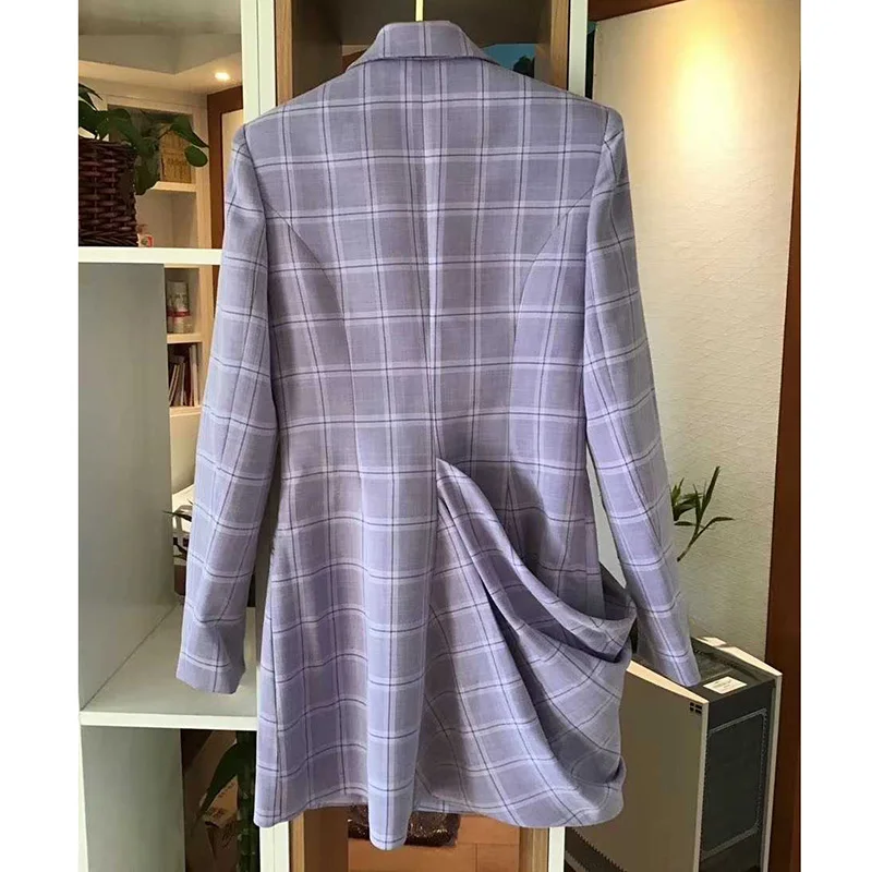 Women Blazer Plaid Blazer Coat Single Breasted Long Sleeve Ladies Suit Coat Pleated Long Women's Slim Suit Jacket 2020
Women Blazer Plaid Blazer Coat Single Breasted Long Sleeve Ladies Suit Coat Pleated Long Women's Slim Suit Jacket 2020