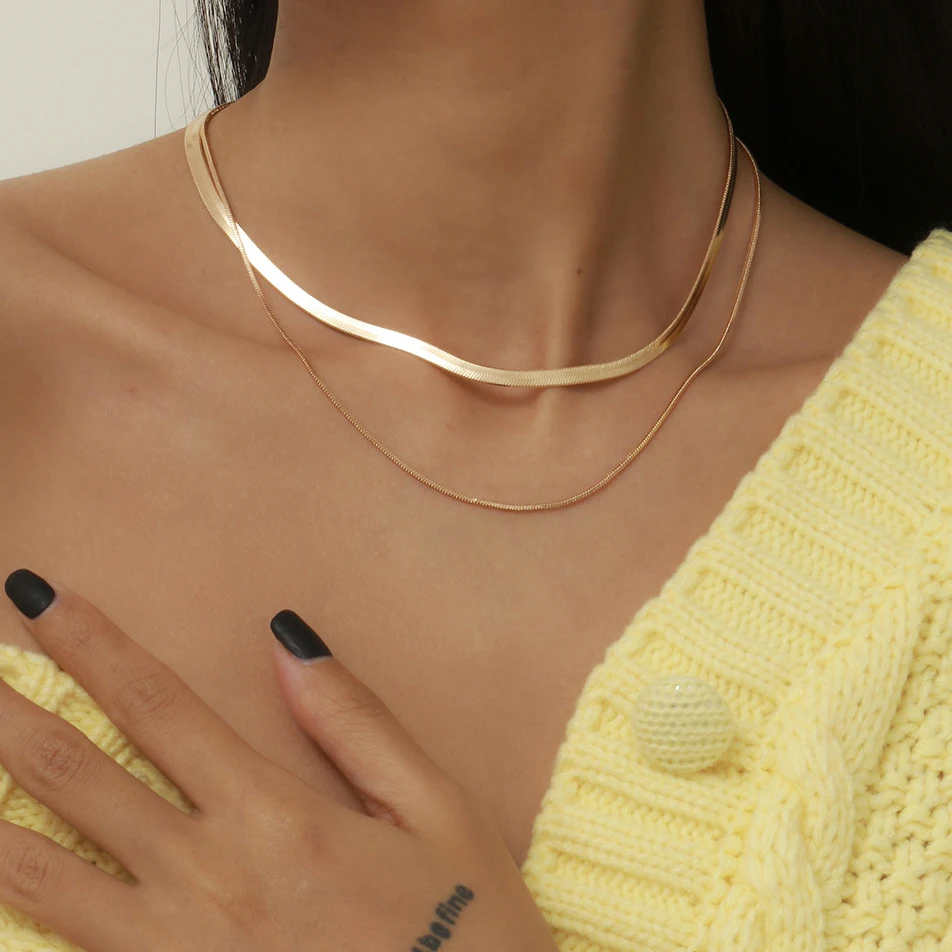 2Pcs Layered Men Necklace Unisex Flat Snake Link Copper Chain Lobster Clasp Collares Necklaces Women Men Jewelry Accessories
2Pcs Layered Men Necklace Unisex Flat Snake Link Copper Chain Lobster Clasp Collares Necklaces Women Men Jewelry Accessories