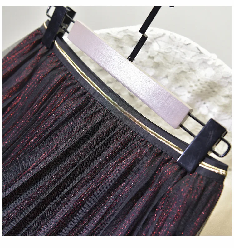 Women Pleated Skirt Female Summer Fashion Long Mesh Tulle Skirt Slim High Waist Shiny Striped Princess Cute Gold Dance Skirt Hot
Women Pleated Skirt Female Summer Fashion Long Mesh Tulle Skirt Slim High Waist Shiny Striped Princess Cute Gold Dance Skirt Hot