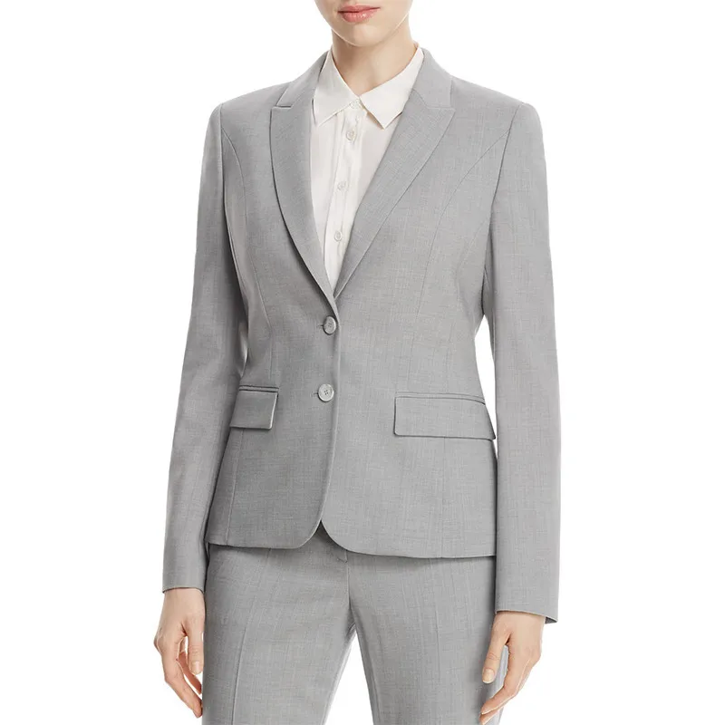 Женский офисный костюм из двух предметов, светло-серый деловой костюм из жакета и брюк с двумя пуговицами
Женский офисный костюм из двух предметов, светло-серый деловой костюм из жакета и брюк с двумя пуговицами