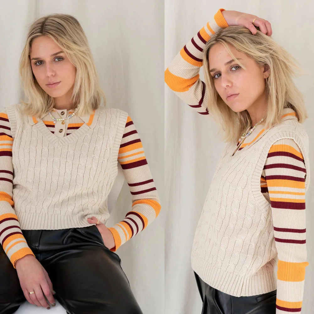 Европейский и американский стиль, новинка весны 2021бежевый саржевый вязаный жилет с V-образным вырезом, короткий пуловер, Топ
Европейский и американский стиль, новинка весны 2021бежевый саржевый вязаный жилет с V-образным вырезом, короткий пуловер, Топ