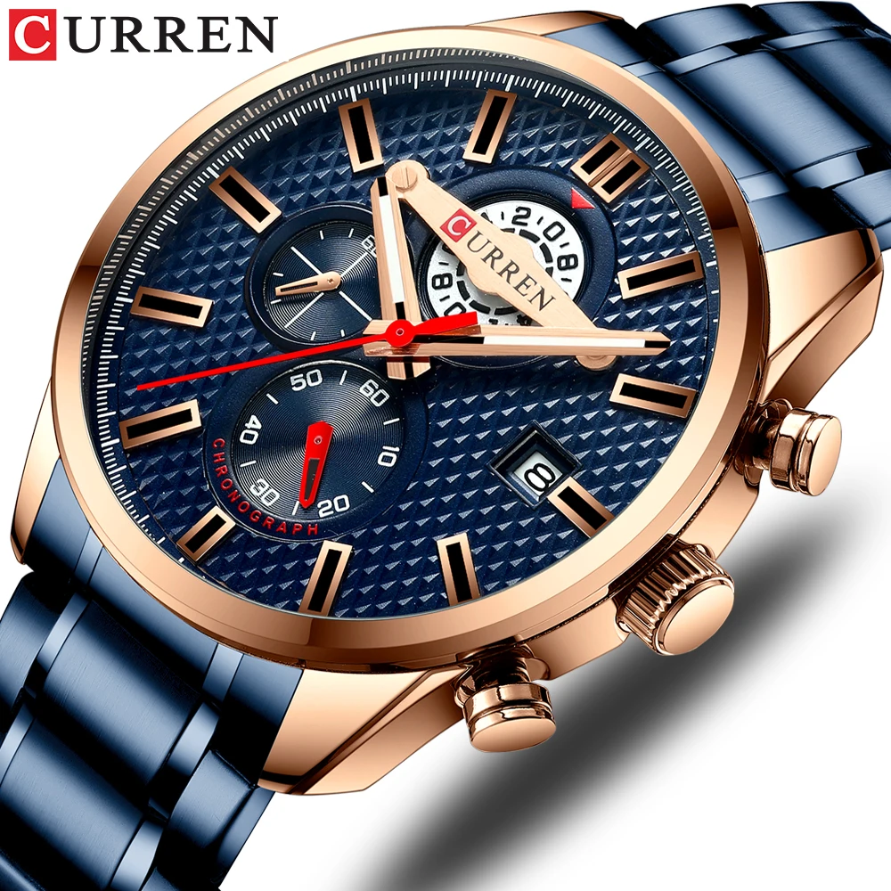 CURREN Watches Men Stainless Steel Band Quartz Wristwatch Military Chronograph Clock Male Fashion Sporty Watch Waterproof reloj
CURREN Watches Men Stainless Steel Band Quartz Wristwatch Military Chronograph Clock Male Fashion Sporty Watch Waterproof reloj