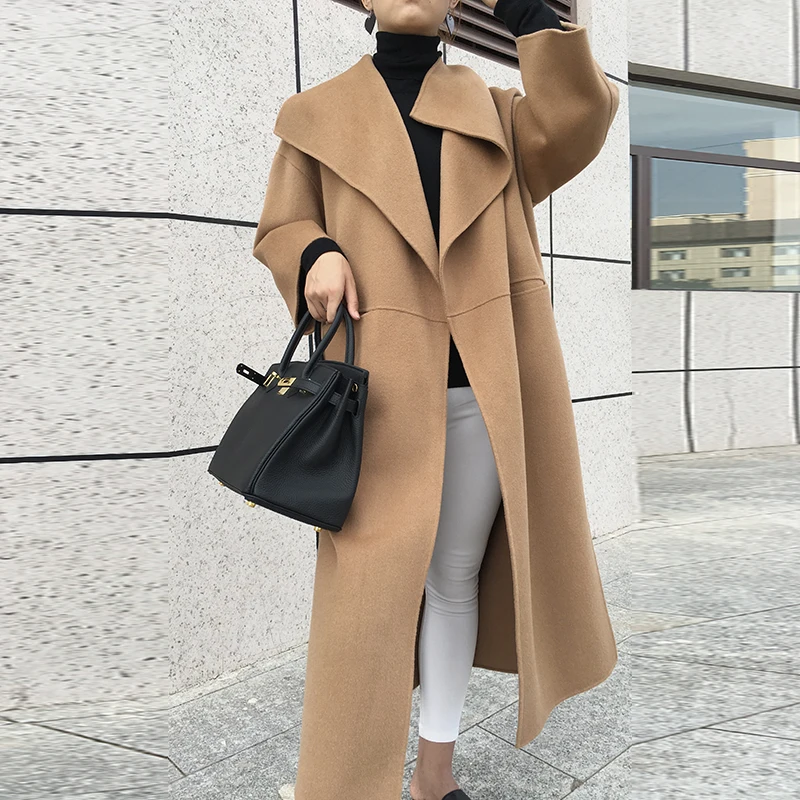 Trench Nordic Women Wool Cashmere Double-faced Wool cashmere silhouette side slit Long Coat
Trench Nordic Women Wool Cashmere Double-faced Wool cashmere silhouette side slit Long Coat